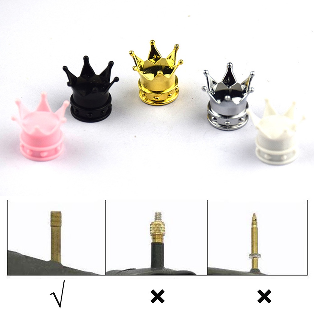 4Cái/lốc Vương Miện Hình Bánh Lốp Van Mũ Ô Tô Xe Máy Xe Đạp Không Khí Tự Động Kín Hơi Thân Bao