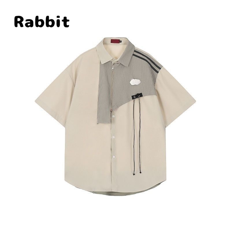 Áo Sơ Mi Tay Ngắn Dáng Rộng Phối Màu Sắc Tương Phản Phong Cách Retro Mỹ Độc Đáo Thời Trang Mùa Hè Cho Nam Và