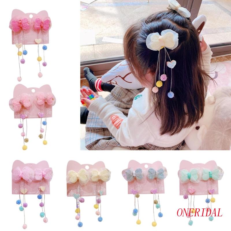 Set 2 Kẹp Tóc Hình Nơ Đính Kim Sa Lấp Lánh Thời Trang Mùa Xuân Cho Bé Gái