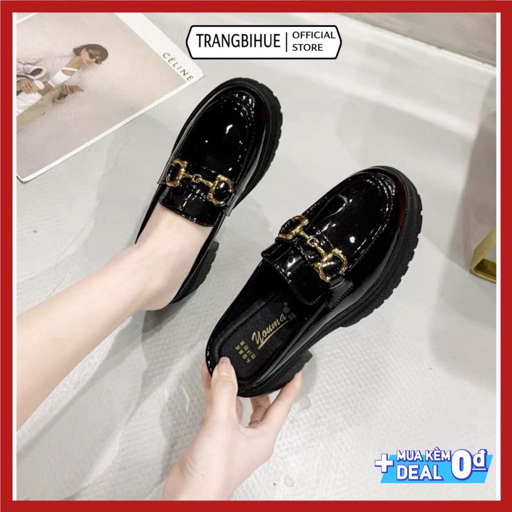 Giày Sục Đốc Khóa Ngang DKN66 Da Bóng Đế Cao 6cm Nâng Chiều Cao Hàng Da Cao Cấp TRANGBIHUE