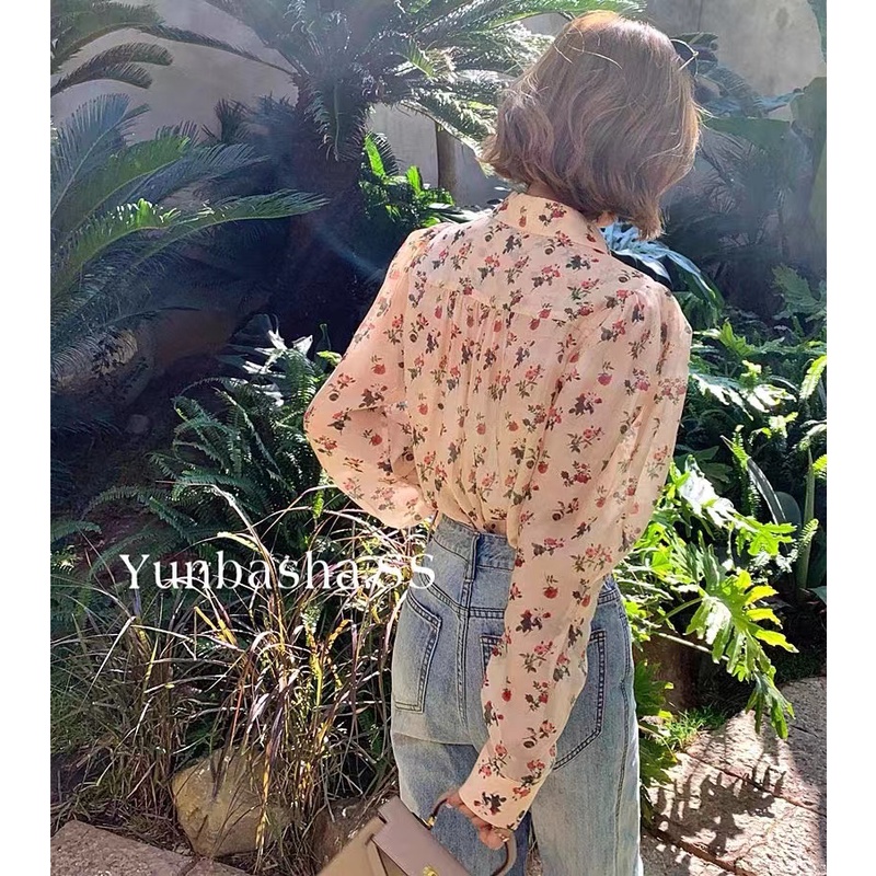 Áo Sơ Mi Tay Dài In Hoa Kiểu retro Thời Trang Mùa Xuân Năng Động