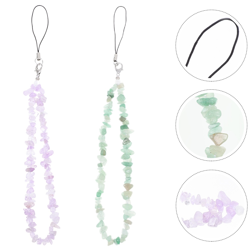 Set 2 Dây Đeo Cổ Tay Xỏ Hạt Gắn Điện Thoại Máy Ảnh Tiện Dụng