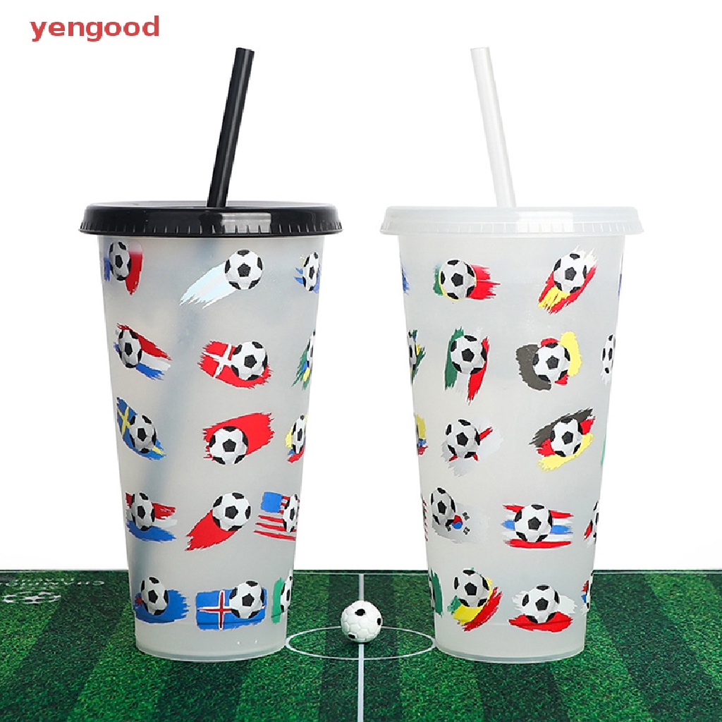 Cốc Uống Cà Phê 710ml Kèm Ống Hút Thay Đổi Màu Sắc Sáng Tạo