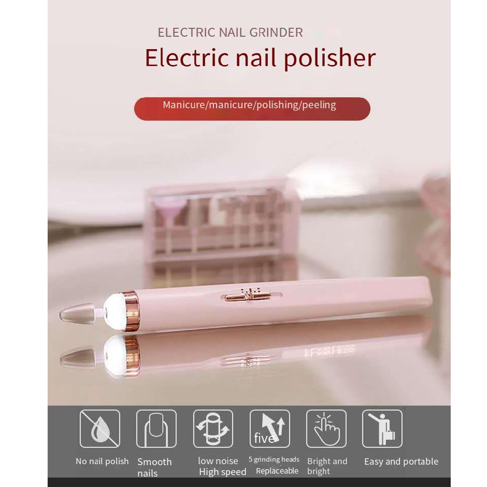 Nail Drill Bit USB Electric Drill Machine Set Manicure Pedicure Tool Portable