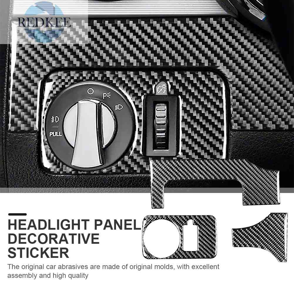 Set 3 Miếng Dán Sợi Carbon Màu Đen Trang Trí Nội Thất Xe Hơi Ford Mustang 2005 2009