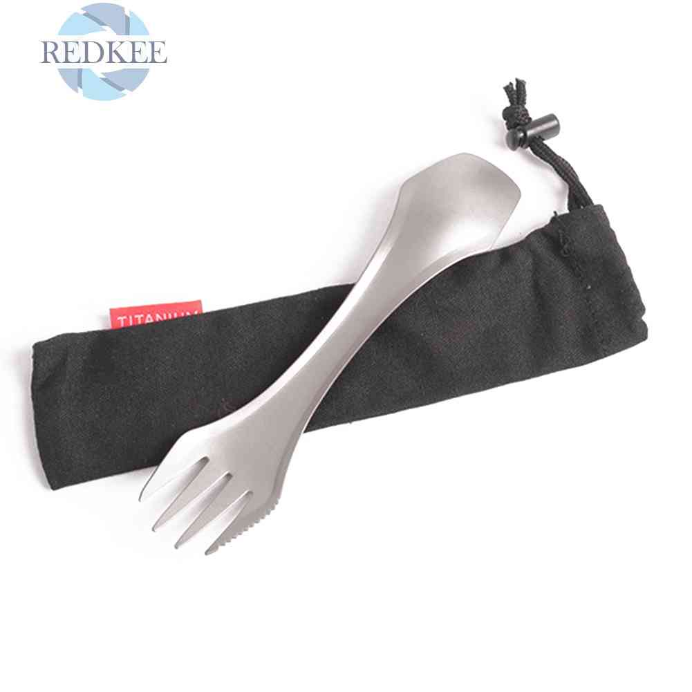 Bộ Muỗng Nĩa 3 Trong 1 Bằng Titan Dùng Cho Cắm Trại