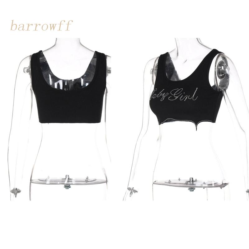 Brroa Áo Croptop Sát Nách Ôm Dáng Viền Lượn Sóng Viền Gợn Sóng Đính Đá Cho Nữ Tan