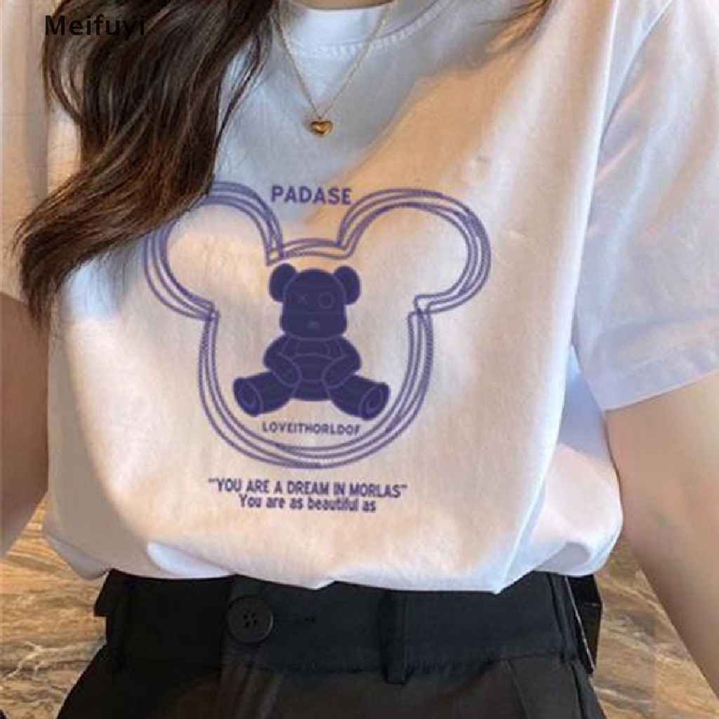 Áo Thun Tay Ngắn Cổ Tròn In Họa Tiết Hoạt Hình Dành Cho Nữ