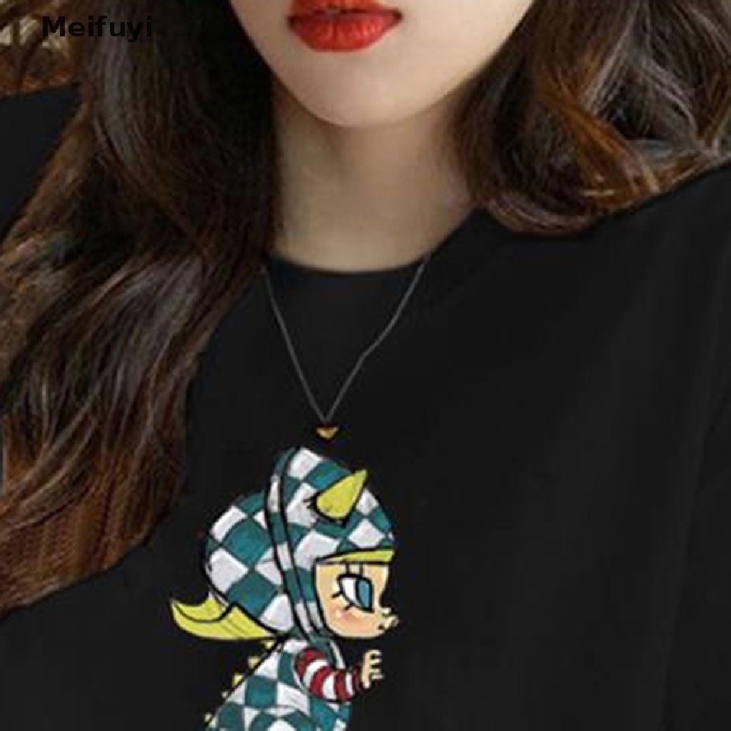 Áo Thun Tay Ngắn Dáng Rộng In Họa Tiết Hoạt Hình Đơn Giản Thời Trang Đường Phố Cho Nữ