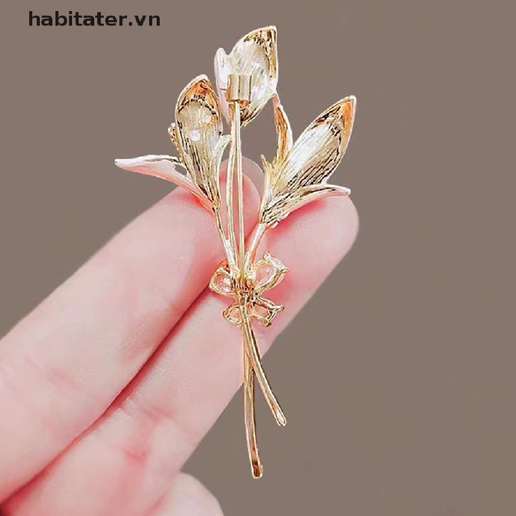 Ghim Cài Áo Hình Hoa Tráng Men Thanh Lịch Cho Nữ