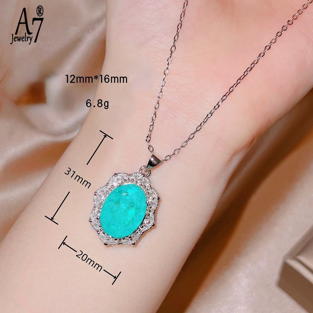 A7 | Vòng cổ Paraiba Đính Kim Cương Xanh Lá Sang Trọng M3445