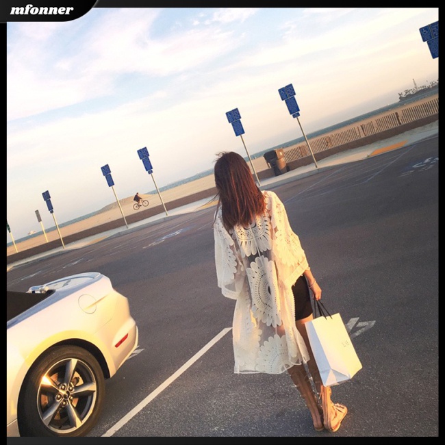 Áo Khoác Cardigan Tay Lửng Phối Ren Hoa Hướng Dương Thời Trang Mùa Hè Cho Nữ