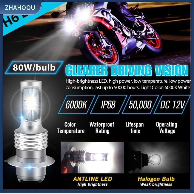 ☃Nhà Cửa☃ Set 2 Bóng Đèn Pha H6 6000k Ánh Sáng Trắng Dành Cho Xe Mô Tô