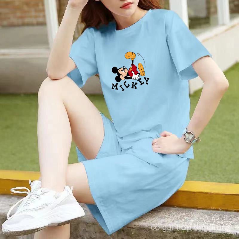Bộ Áo Thun Tay Ngắn + Quần Short 100% Cotton Plus Size Thời Trang Mùa Hè 2023