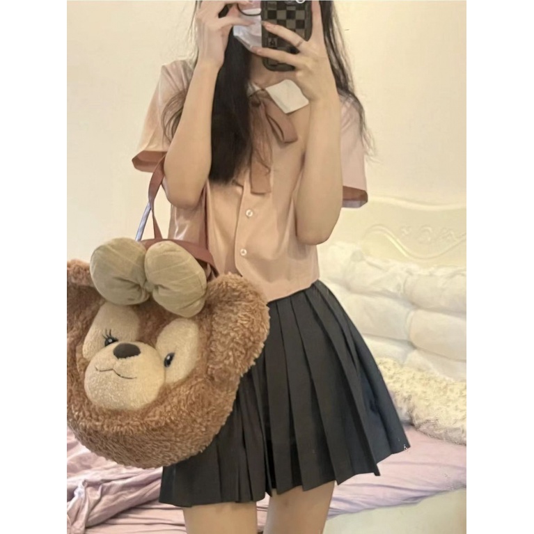 Áo Sơ Mi Đồng Phục Ngắn Tay Nhấn Eo Phong Cách Preppy Look jk Feel Sweet Spicy Mùa Hè Dễ Phối Đồ