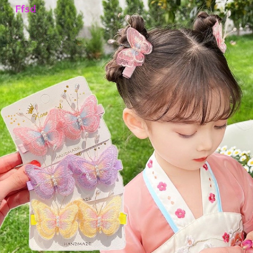 Kẹp Tóc Ba Chiều Thêu Hình Bướm Dễ Thương Cho Bé {Ffsd} Bán Chạy