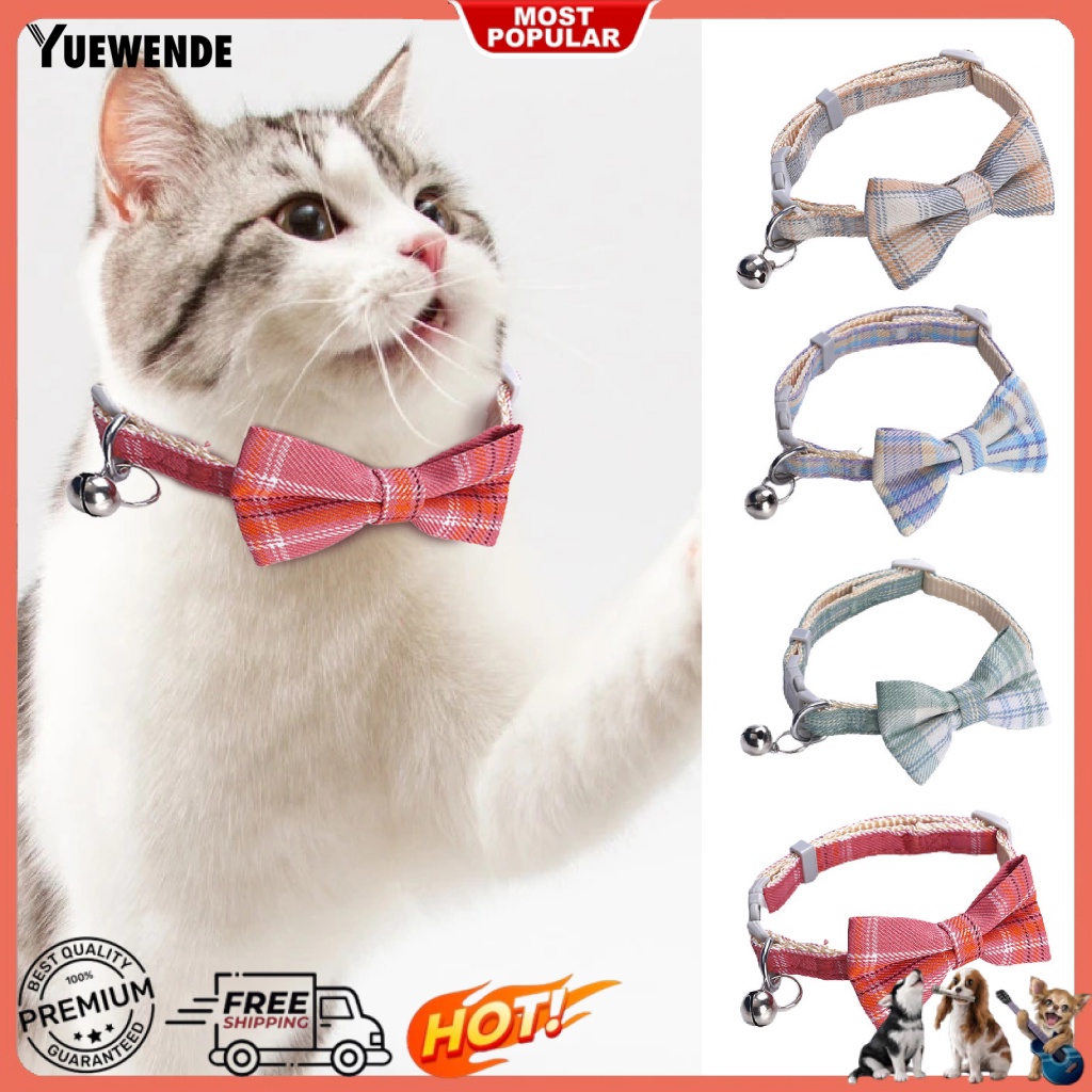 Vòng Cổ Gắn Chuông Họa Tiết Sọc Caro Cho Thú Cưng