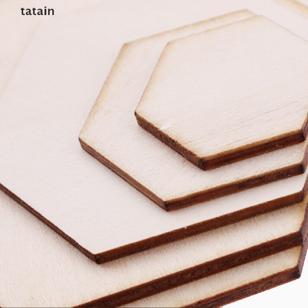 Set 100 Miếng Gỗ Lục Giác Chưa Hoàn Thành Dùng Trang Trí DIY