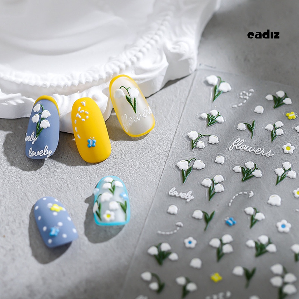 Miếng Dán Trang Trí Móng Tay 3D Tự Dính Không Phai Chống Rơi Vỡ Họa Tiết Hoa 5D Dành Cho Nữ