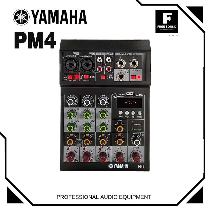 YAMAHA PM4 4 channel bàn mixer mini Bluetooth Tích hợp vang cơ lai số reverb rẻ vỏ kim loại Điều chỉnh độc lập các tham