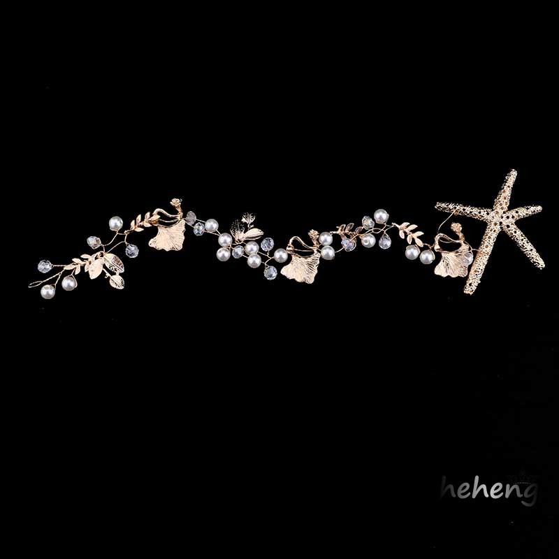 Băng Đô Cài Tóc Hình Sao Biển Đính Ngọc Trai