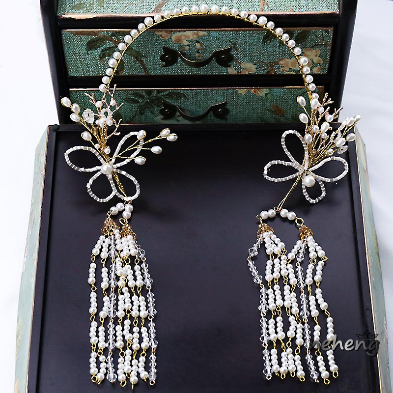 Cài Tóc Hình Vương Miện Đính Đá Và Ngọc Trai Cho Cô Dâu