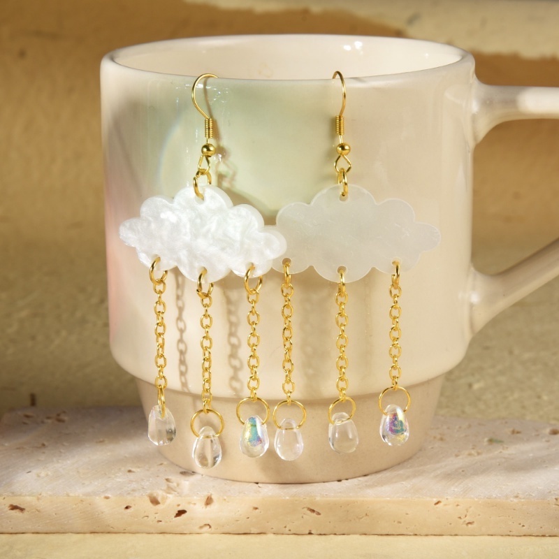 Bông Tai Hình Đám Mây / Giọt Nước Bằng Acrylic Thời Trang Tinh Tế Cho Nữ