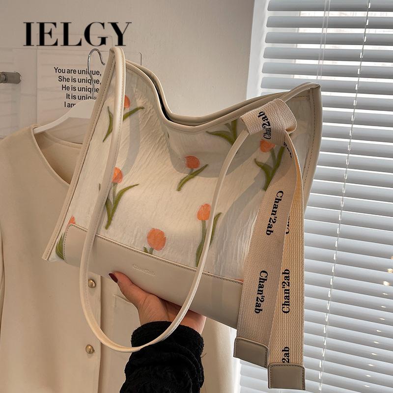 Túi tote Đeo Vai Sức Chứa Lớn Thêu Họa Tiết Hoa tulip Dễ Phối Đồ Thời Trang Cho Nữ