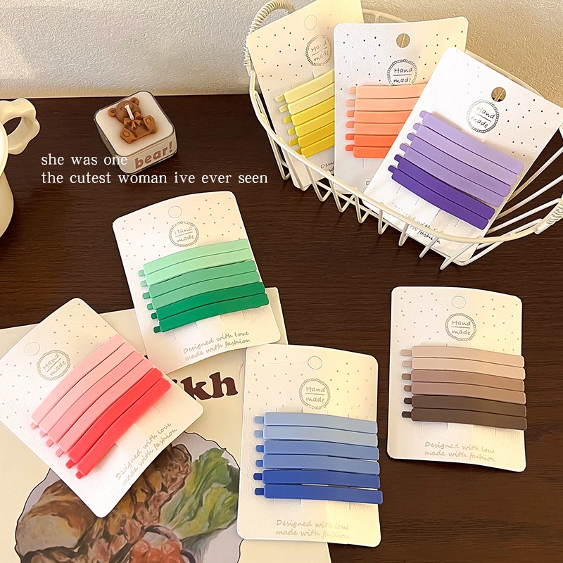 Set 6 Kẹp Tóc Màu Gradient Nhiều Màu Sắc Thời Trang Dành Cho Nữ