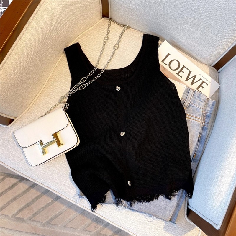 Áo Dệt Kim Sát Nách Cổ Tròn Dáng Ôm Thời Trang Mùa Hè Hàn Quốc