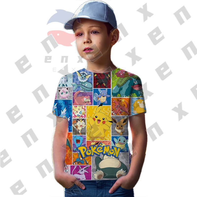 Áo Thun Tay Ngắn In Hình Pikachu 3D Dễ Thương Thời Trang Mùa Hè Cho Bé