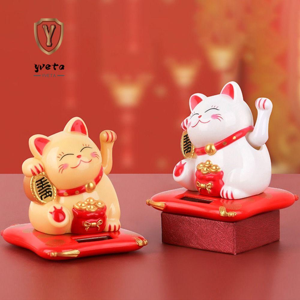Mèo Thần Tài Trang Trí Nội Thất Văn Phòng Sử Dụng Năng Lượng Mặt Trời YVETA Maneki Neko