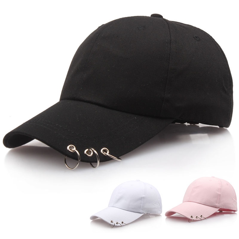 Mũ Lưỡi Trai Chống Nắng Màu Sắc Đơn Giản Trang Trí Vòng Kim Loại Thời Trang Mùa Hè Cho Nữ