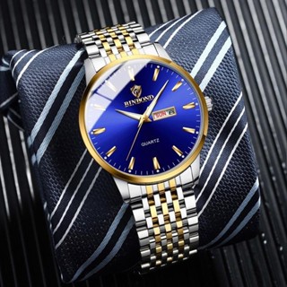 Đồng Hồ Nam Binbond I10 Dây Thép Đúc Khóa Đôi, Có Lịch Ngày Thứ, Chống Nước 3ATM