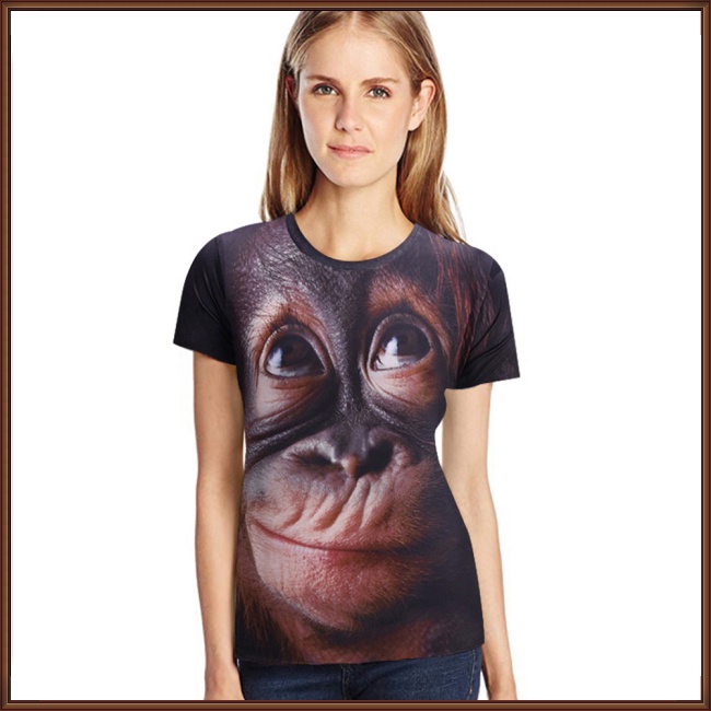 Áo Thun Tay Ngắn In Hình Khỉ 3d Vui Nhộn Dành Cho Nam Nữ