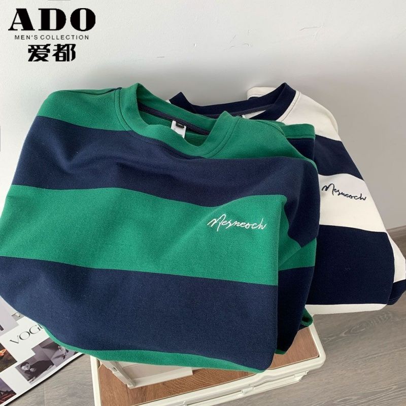 Áo thun unisex，áo nam，bigsize t shirt，Áo Thun Tay Ngắn Cổ Tròn Họa Tiết Kẻ Sọc Phong Cách retro Thời Trang Mùa Hè Cho Nam，thời trang nam，áo phông，xanh，đen， trắng， đồ bộ nam，