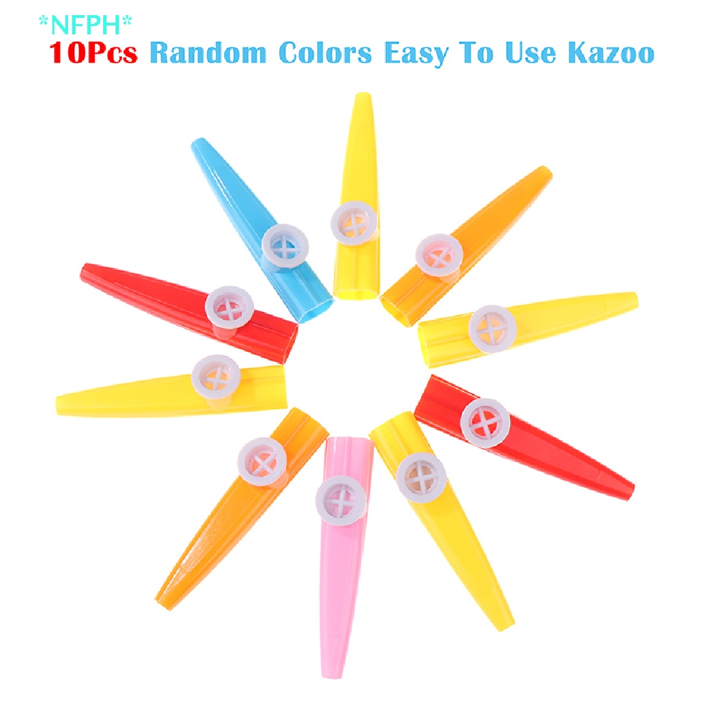 Nfph &gt; Set 10 Nhạc Cụ Sáo Kazoo Nhiều Màu Sắc Ngẫu Nhiên Dễ Sử Dụng Cho Người Mới Bắt Đầu
