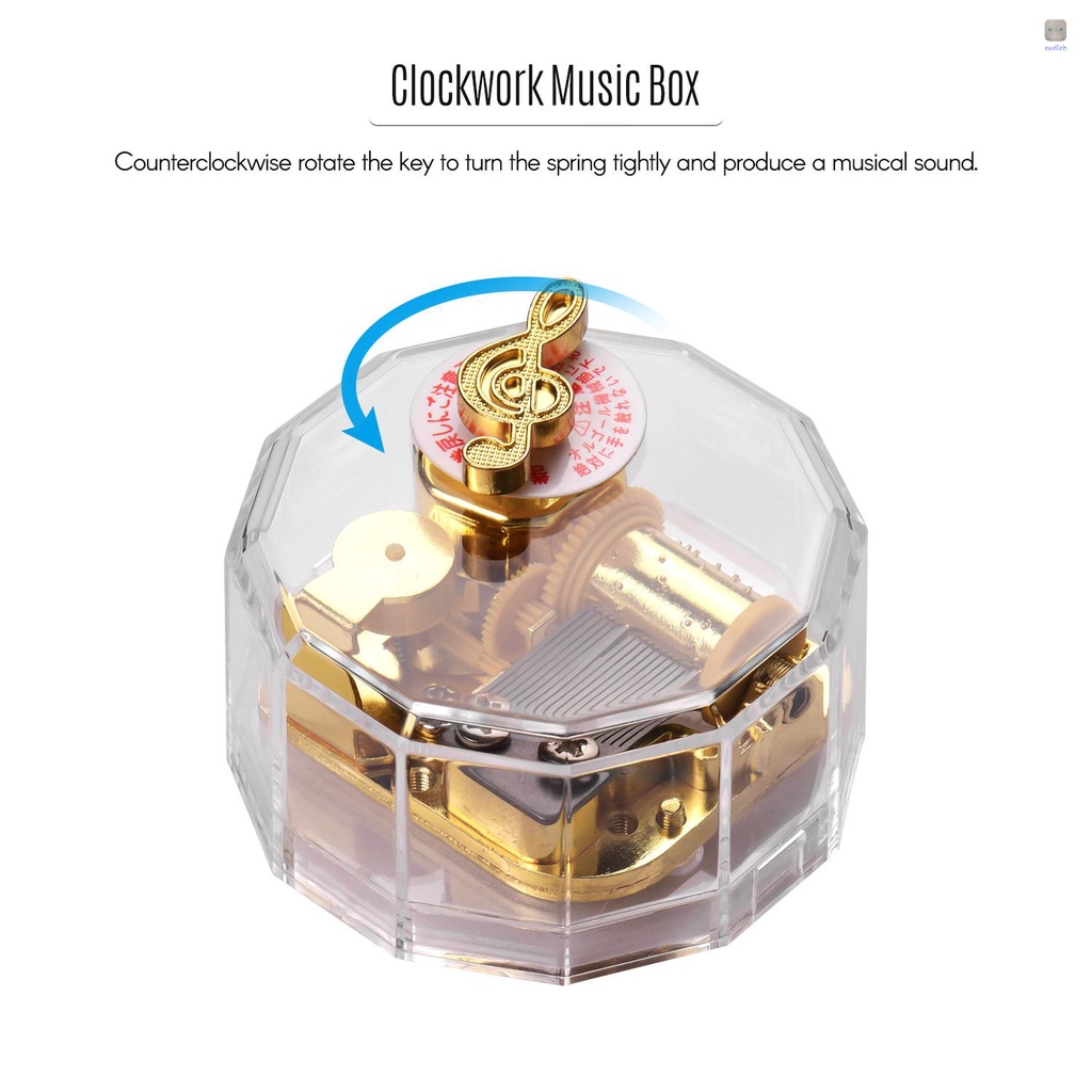 Dodecagon Hộp Nhạc Xoay Bằng Acrylic Trong Suốt Màu Vàng Đồng Thau Cho Bạn Bè Gia Đình