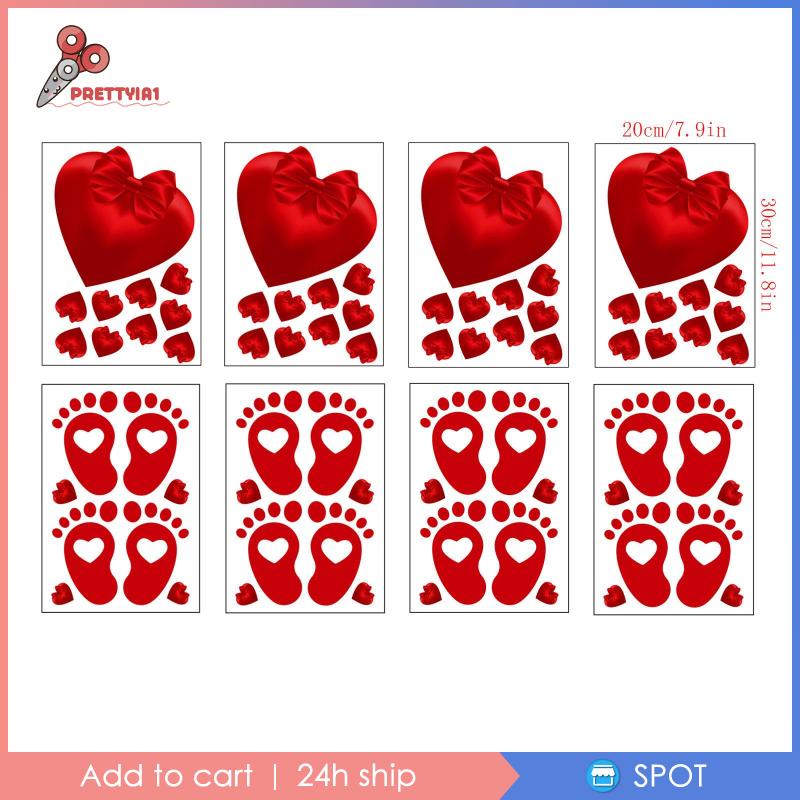[Prettyia1] Set 8 Sticker Dán Cửa Sổ Ngày Valentine 'S Day Có Thể Tháo Gỡ Trang Trí