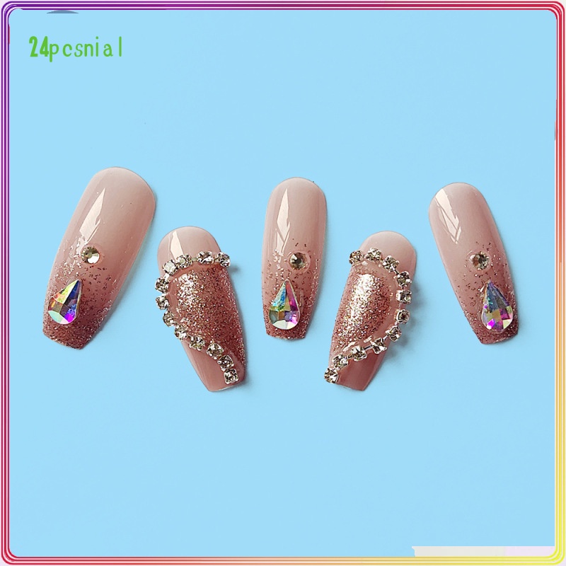 Móng Tay Dạng Chuỗi Dài Mặt Trái Tim Giọt Nước Màu Galaxy Thời Trang Cho Ngày Lễ Tình Nhân