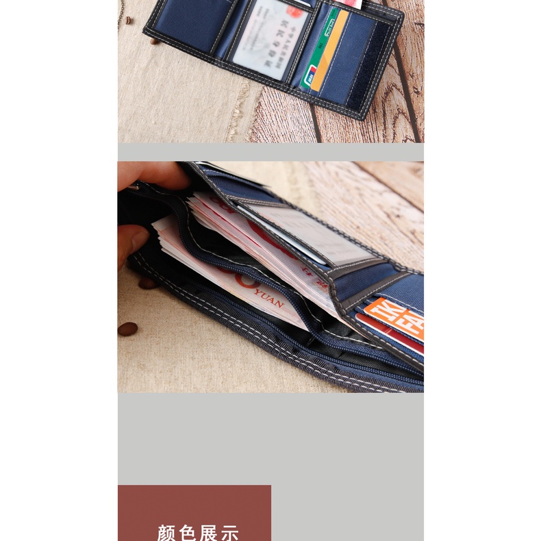 Ví Canvas Ngắn Gập Đôi Có Khóa Kéo Thời Trang Cho Nam