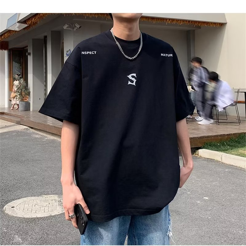 Áo Thun Cotton Tay Ngắn Cổ Tròn In Hình Đơn Giản Thời Trang Mùa Hè Kiểu Mới Cho Nam