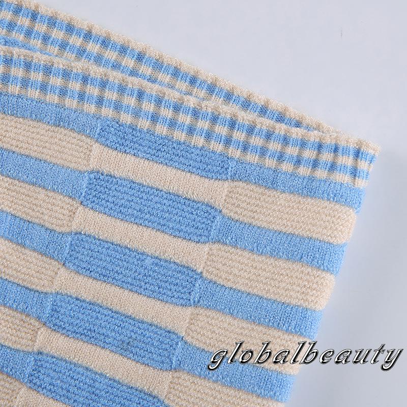 Áo Tank Top Hai Dây Dệt Kim Mỏng Họa Tiết Kẻ Sọc Một Kích Cỡ Thời Trang Mùa Hè Cho Nữ