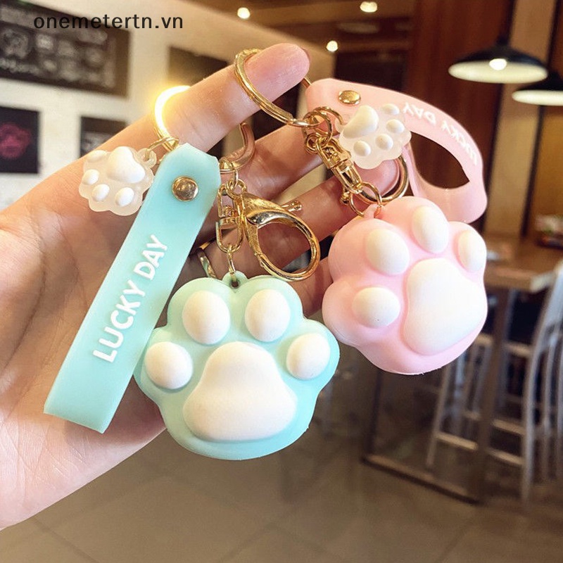 Móc Chìa Khóa Hình Chân Mèo Bằng Cao Su Pvc Mềm Chống Thất Lạc