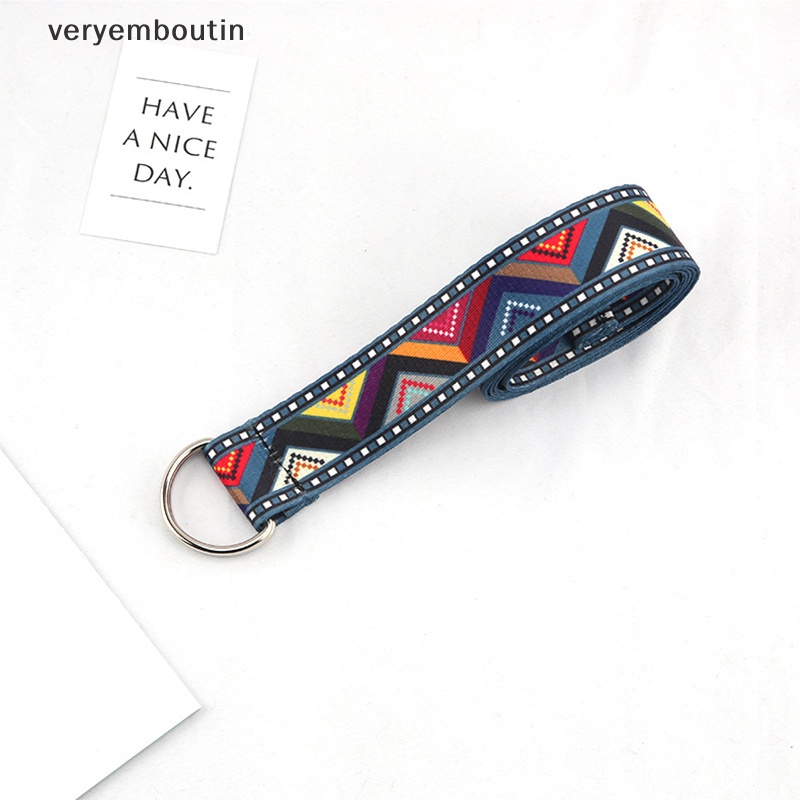 Thắt Lưng Vải Canvas Khóa Chữ D in Họa Tiết Phong Cách Bohemian Thời Trang Cho Nữ