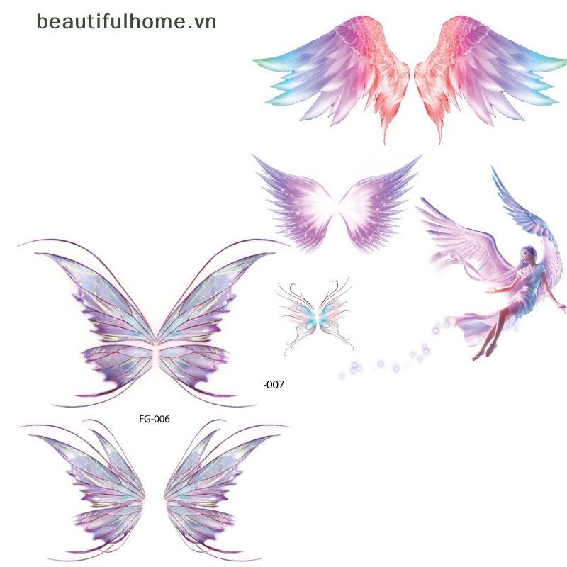 Set 2 Hình Xăm Dán Tạm Thời Hình Bướm Chống Nước Cho Nữ Và Trẻ Em