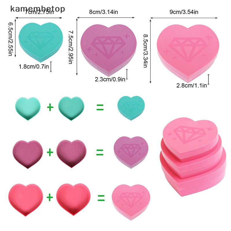 Set 3 Khay Đựng Kim Cương Hình Trái Tim Sức Chứa Lớn