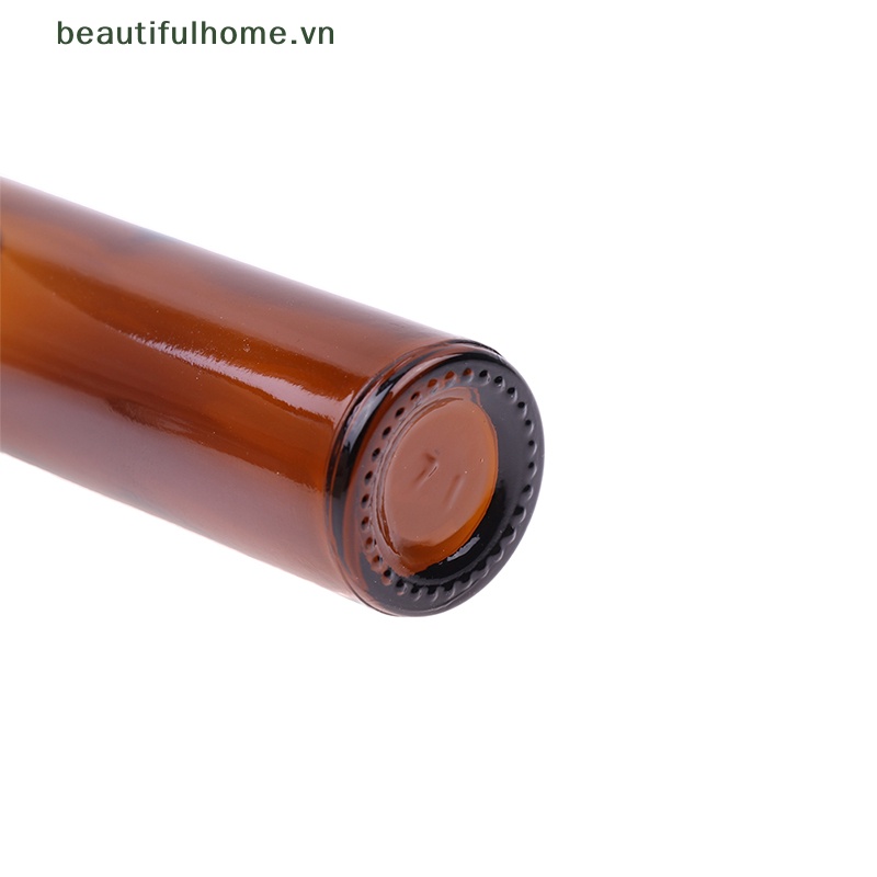 Lọ Thủy Tinh Rỗng 10ml Màu Hổ Phách Có Đầu Lăn Kim Loại