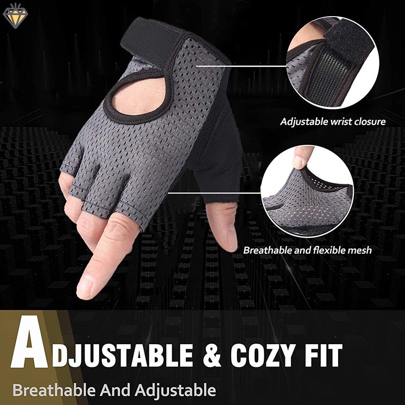 Găng tay hở ngón thoáng khí chống trượt dùng tập luyện thể thao YKD