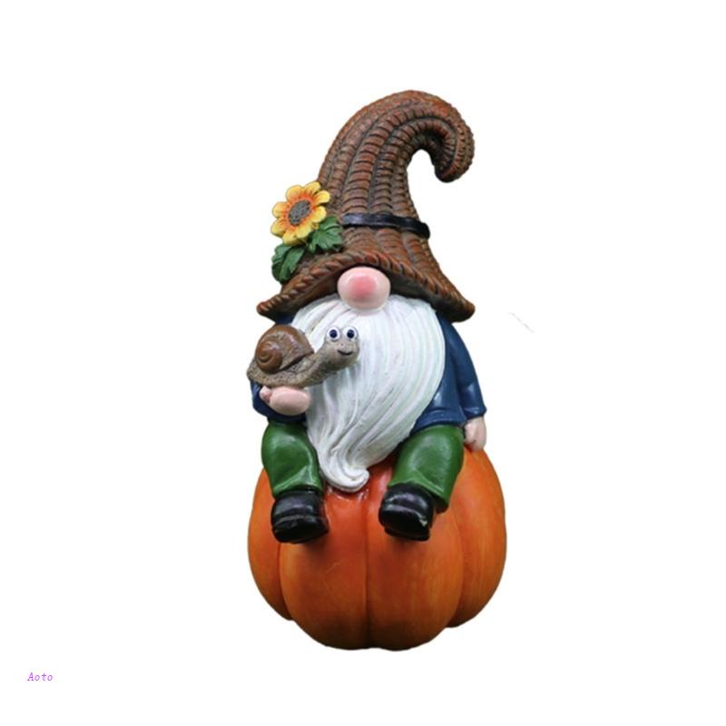 Aoto Mô Hình Bí Ngô Gnomes Thu Nhỏ Bằng Nhựa Resin Để Bàn Trang Trí